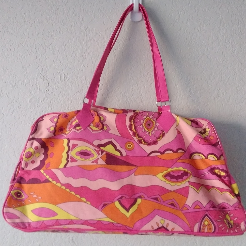 Bag Tote Mod Print Y2K Travel Pink Shoulder 16x10x6 Medium